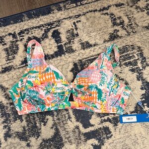 Tropical Print Underwire Bikini Top - Pink Multi
